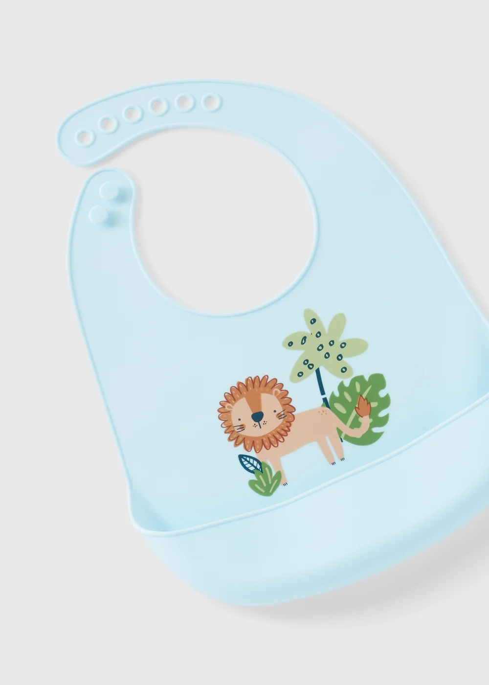 Baby Blue Lion Print Silicone Bib - One Size Image 2