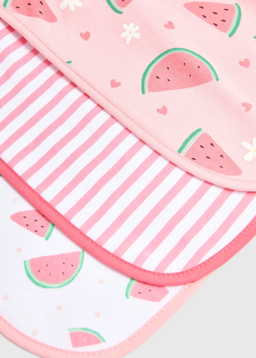 Baby 3 Pack Pink and White Bibs - One Size Image 2