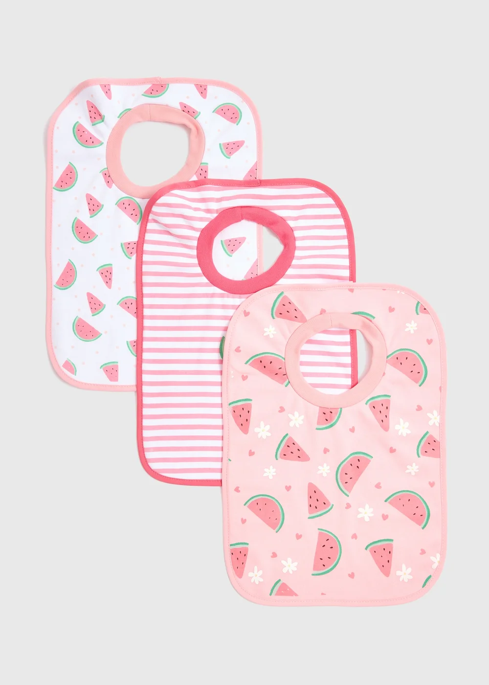 Baby 3 Pack Pink and White Bibs - One Size Image 1