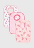 Baby 3 Pack Pink and White Bibs - One Size Image 1