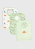 Baby 3 Pack Green and White Bibs - One Size Image 1