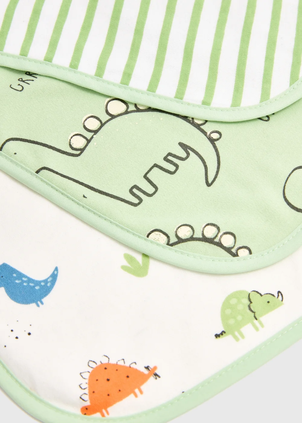 Baby 3 Pack Green and White Bibs - One Size Image 2