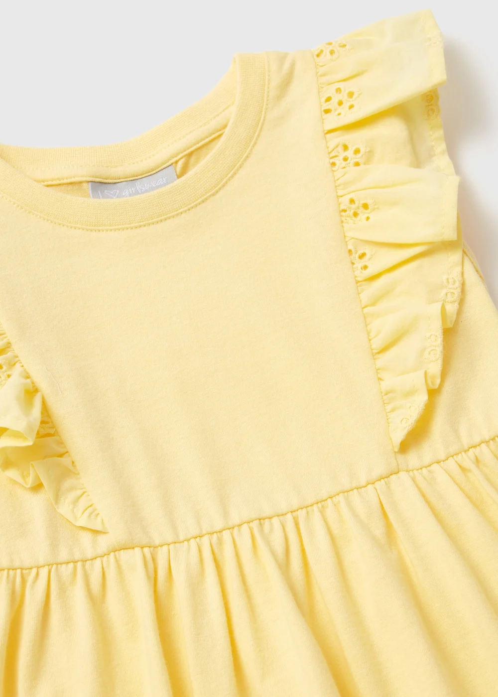 Girls Yellow Schiffly Trim Dress (1-7yrs) - 1-1.5 Yrs Image 2