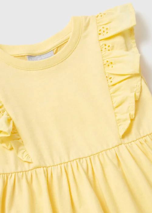 Girls Yellow Schiffly Trim Dress (1-7yrs) - 1-1.5 Yrs Image 2