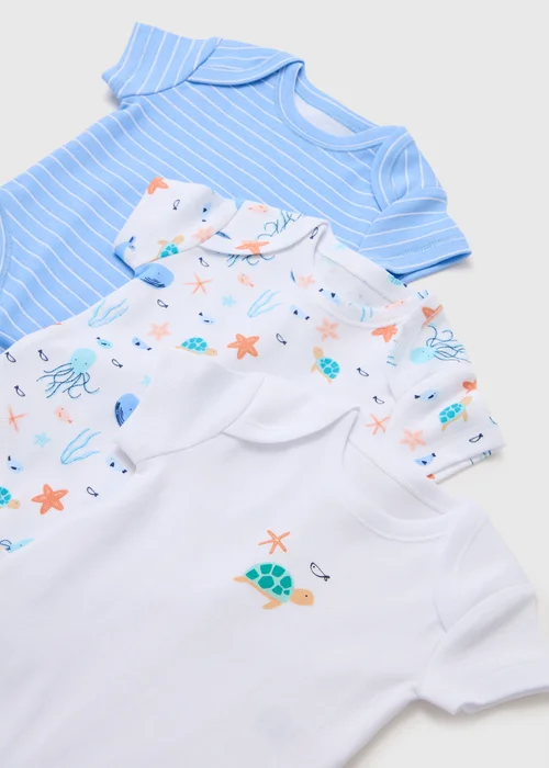 Baby 5 Pack Multicolour Sea Print Bodysuits (Newborn-23mths) - 0-3 months Image 2