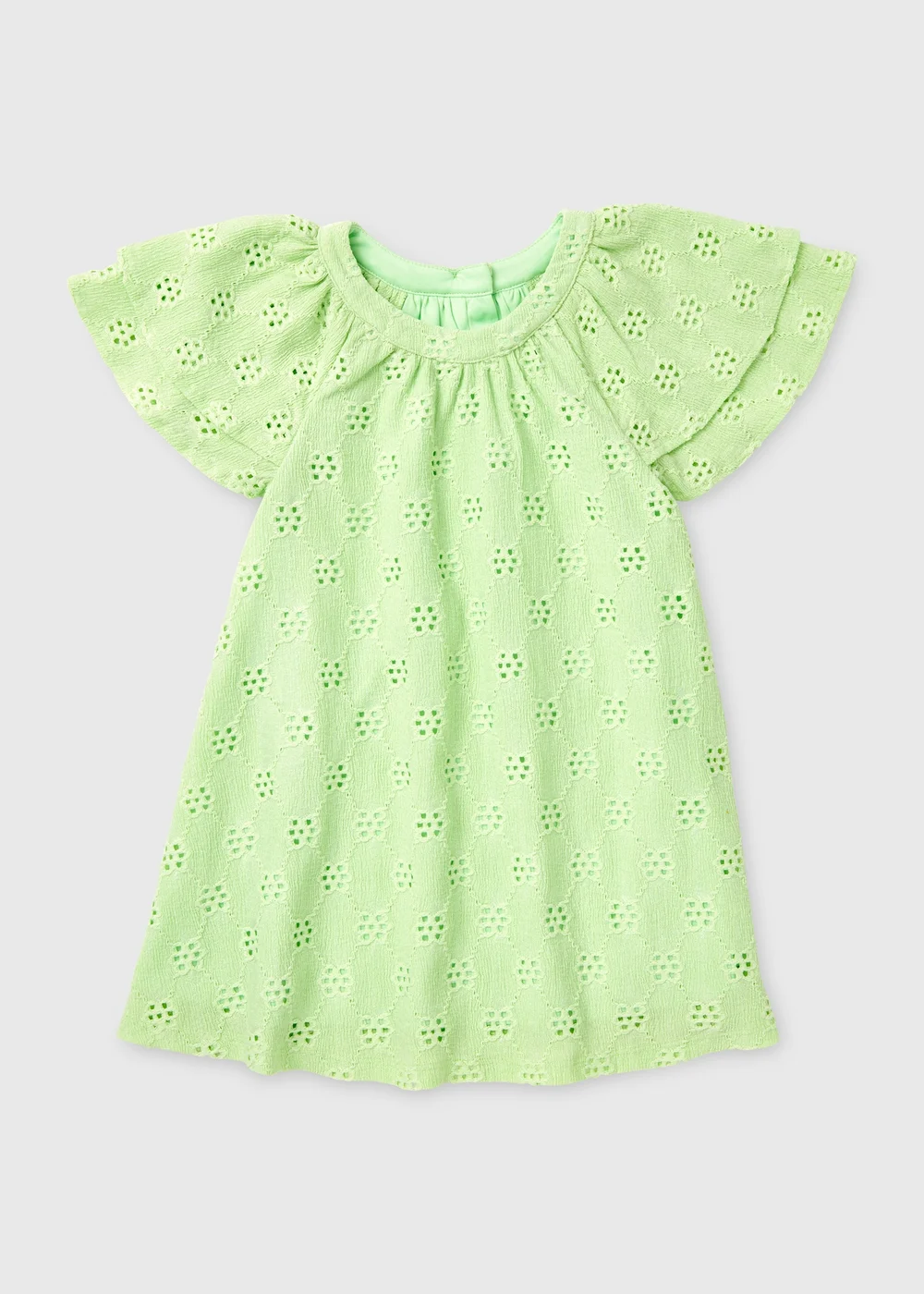 Girls Green Angel Sleeve Broderie Dress (1-7yrs) - 1-1.5 Yrs Image 1