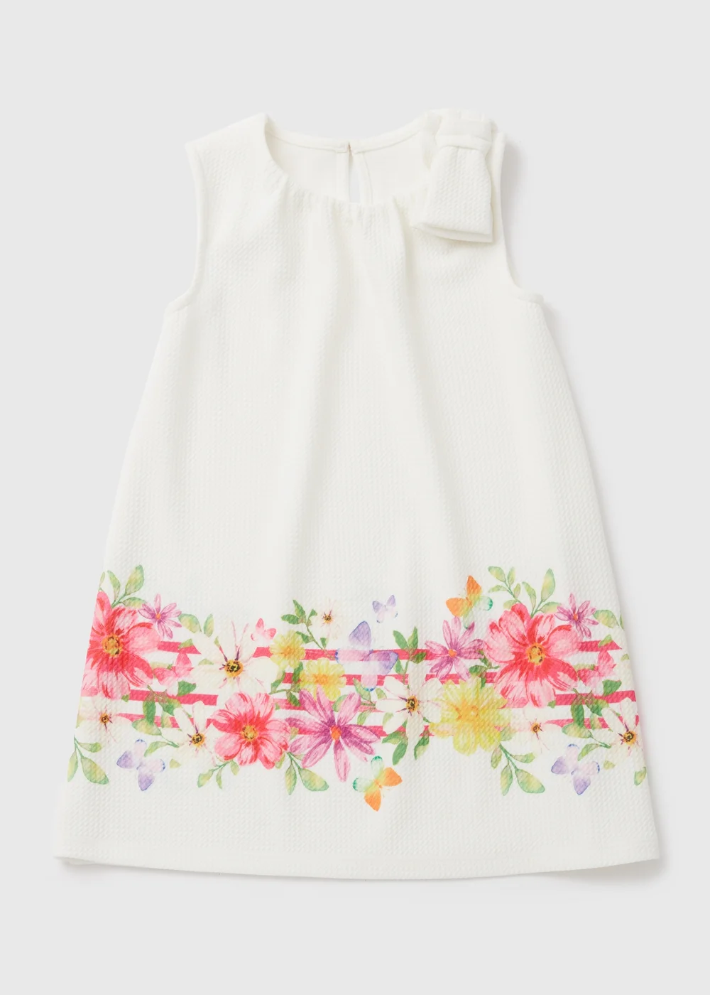 Girls Cream Floral Ponte Dress (1-7yrs) - 1-1.5 Yrs Image 1