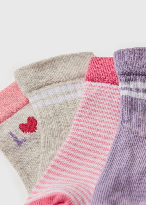 Baby 4 Pack Pink Sports Socks (Newborn-24mths) - Newborn Image 2
