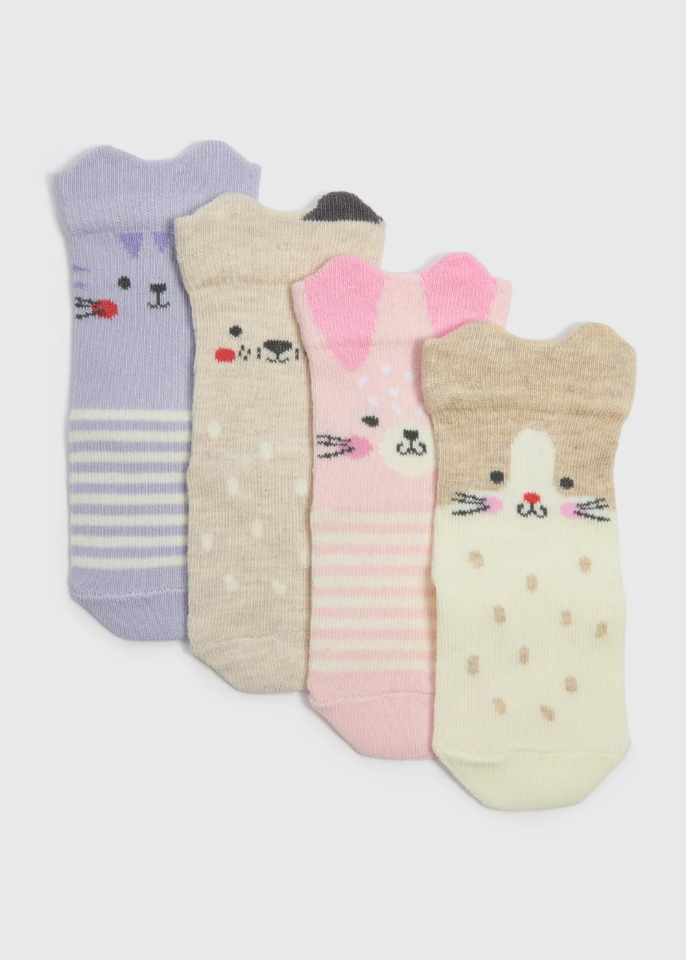 Baby 4 Pack Pink Animal Design Socks (Newborn-24mths) - Newborn Image 1