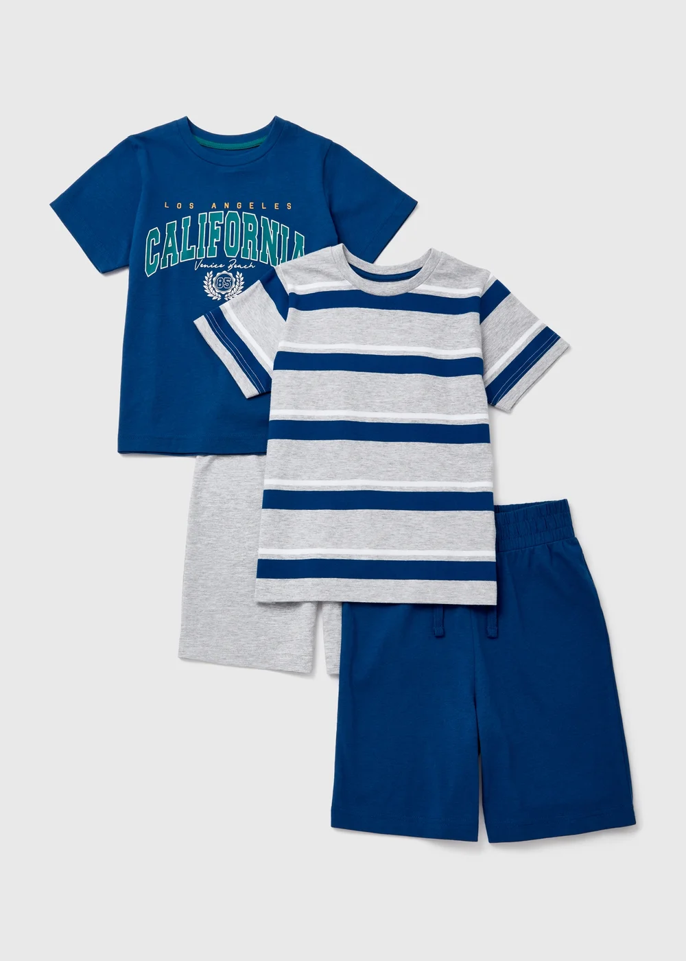 Boys 2 Pack Green Stripe T-Shirt & Shorts Pyjama Set (4-12yrs) - Age 7 Years Image 1