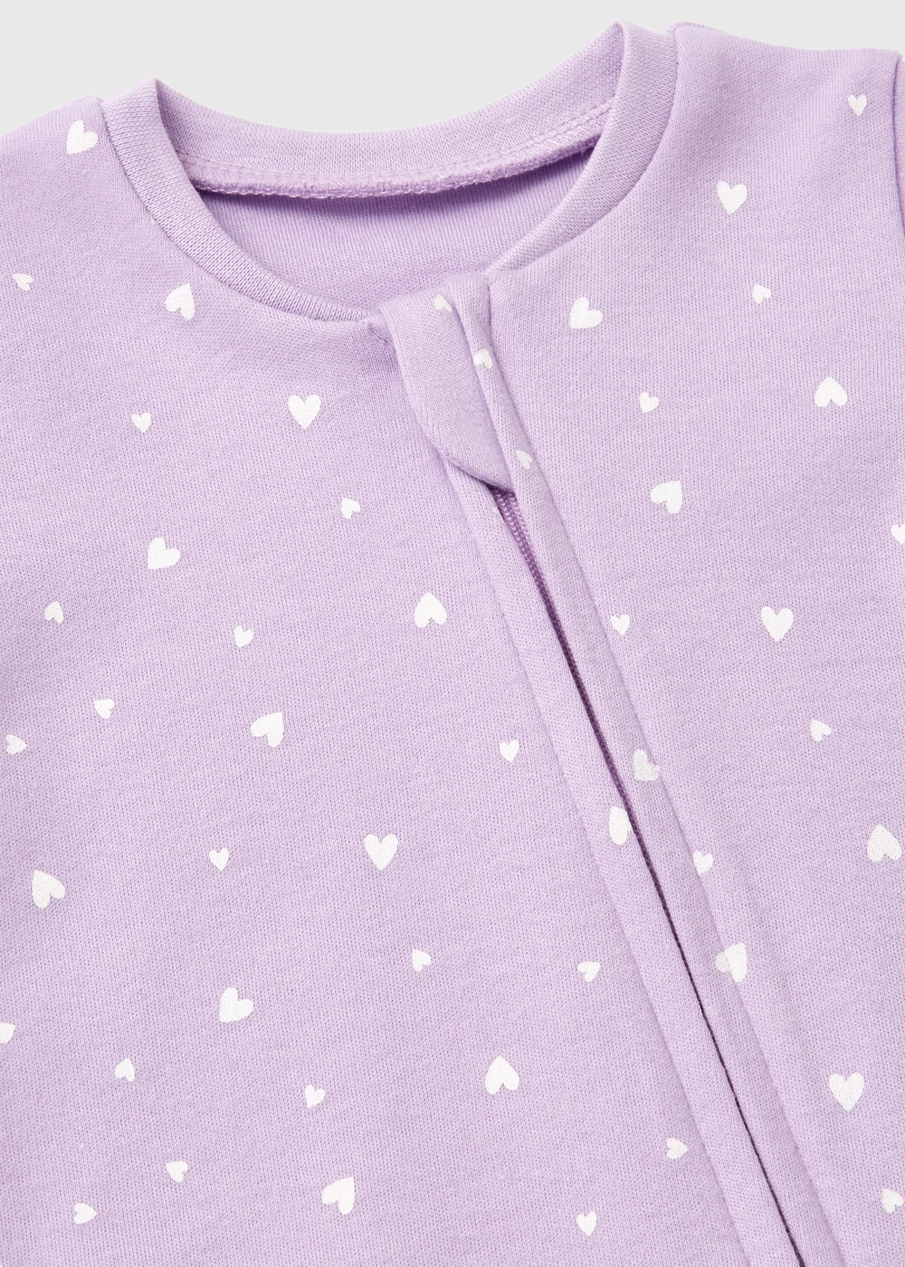 Baby Lilac Heart Print Zipped Sleepsuit (Newborn-18mths) - Newborn Image 2