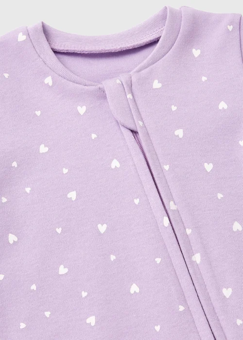 Baby Lilac Heart Print Zipped Sleepsuit (Newborn-18mths) - Newborn Image 2