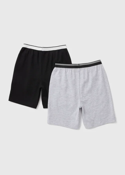 Boys 2 Pack Black & Grey Jersey Pyjama Shorts (4-12yrs) - Age 4 Years Image 1