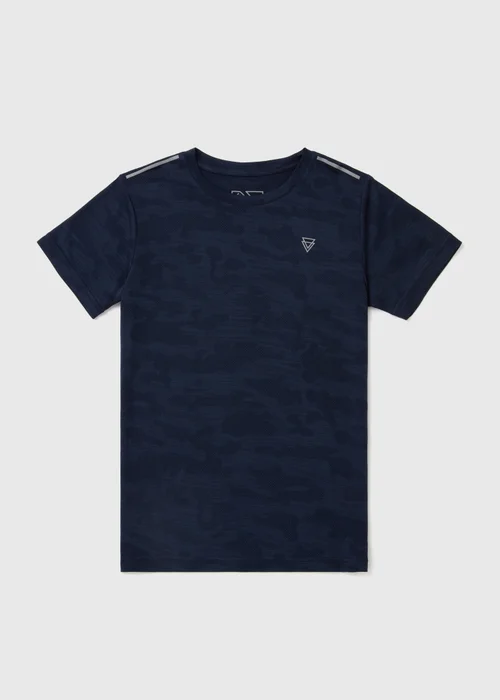 Boys Navy Camo Jacquard Sports T-Shirt (7-13yrs) - Age 7 Years Image 1