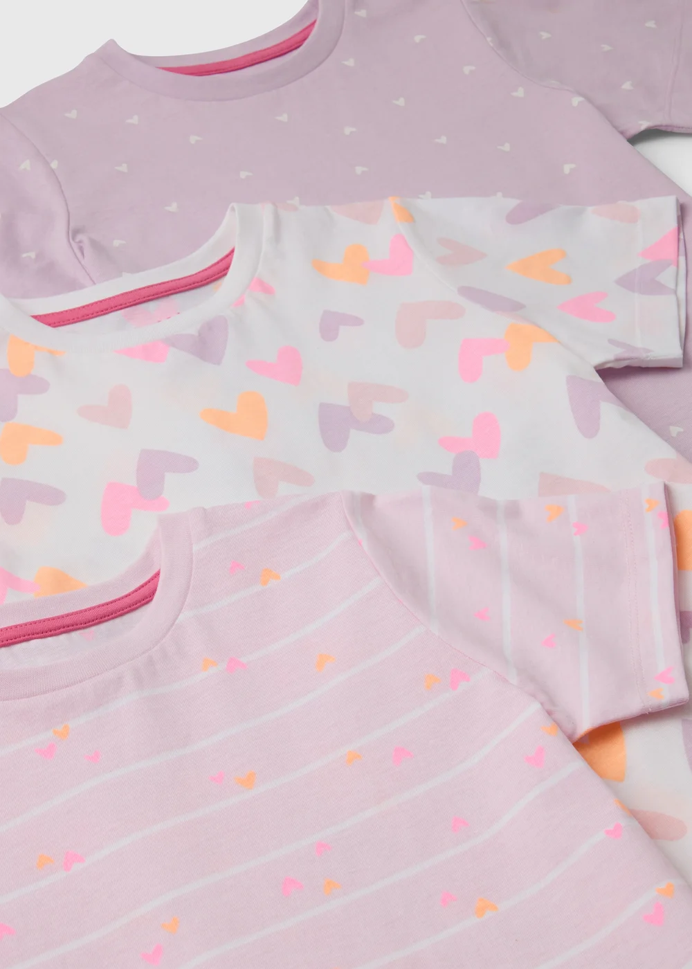 Girls 3 Pack Heart Print Pyjama Set (9mths-13yrs) - Age 9 - 12 Months Image 2