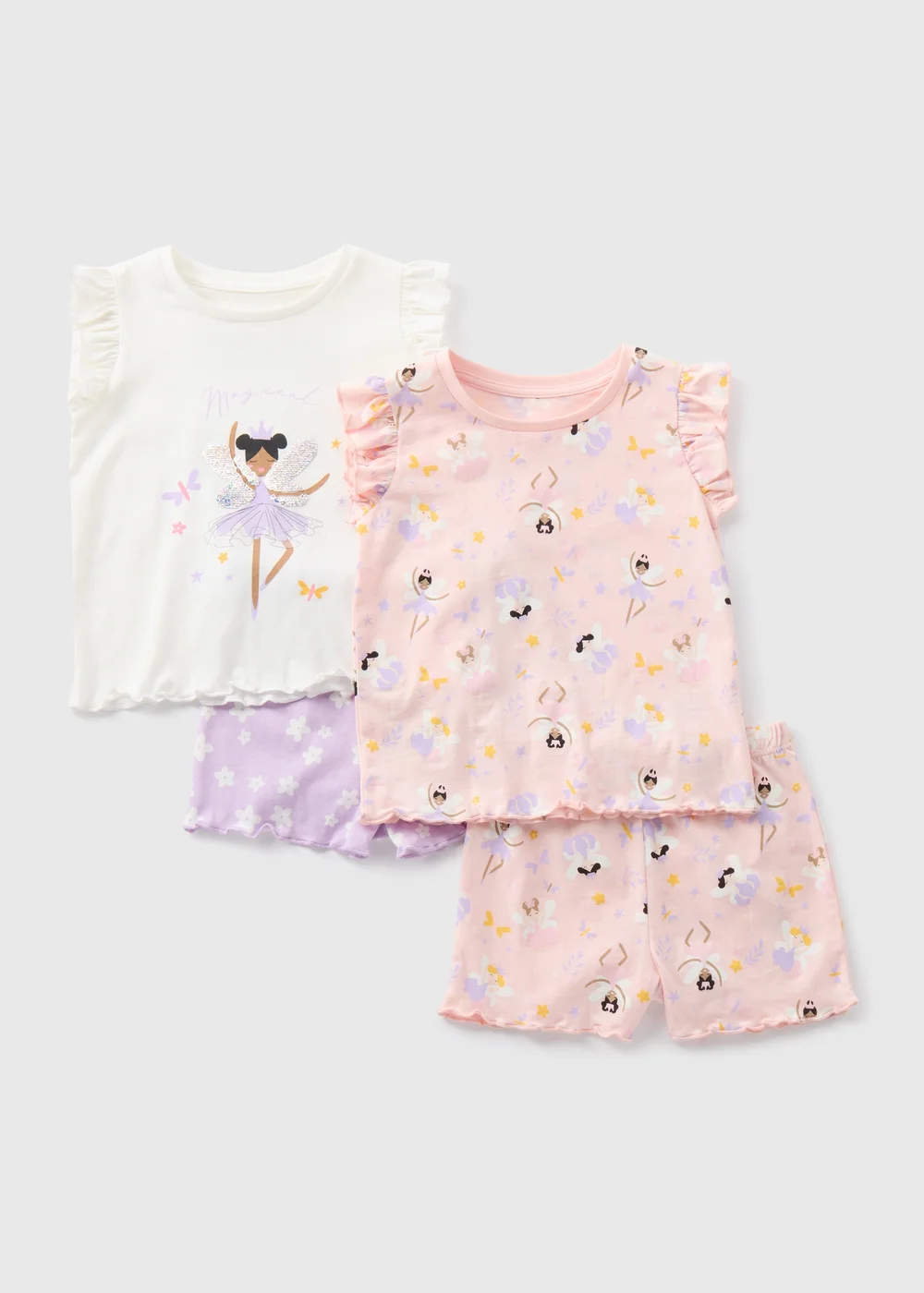 Girls 2 Pack Lilac Shortie Pyjama Set (9mths-5yrs) - Age 9 - 12 Months Image 1
