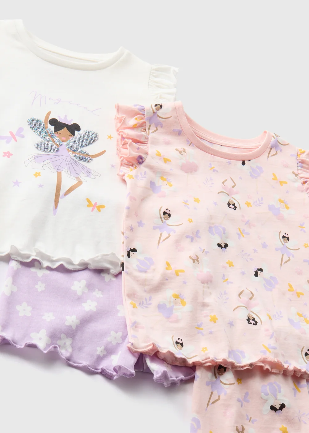 Girls 2 Pack Lilac Shortie Pyjama Set (9mths-5yrs) - Age 9 - 12 Months Image 2