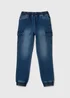 Boys Blue Jersey Denim Cargo Jeans (7-13yrs) - Age 7 Years Image 1