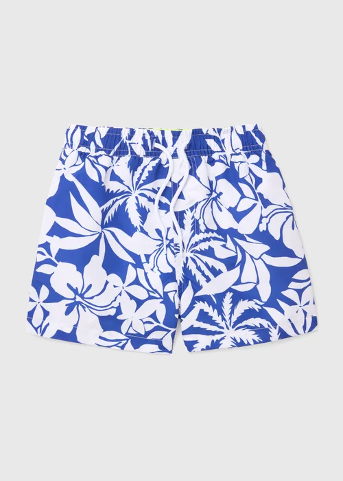 Boys Blue & White Floral Swim Shorts (1-6yrs) - 1-1.5 Yrs Image 1