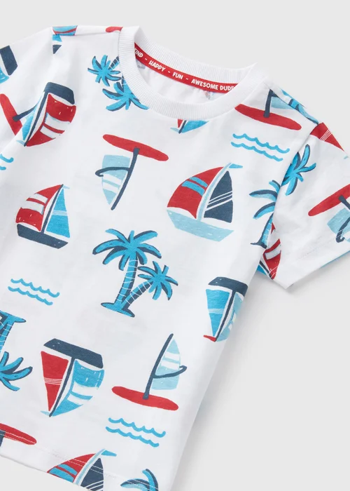 Boys White Boat Print T-Shirt (1-7yrs) - 1 to 1 half years Image 2
