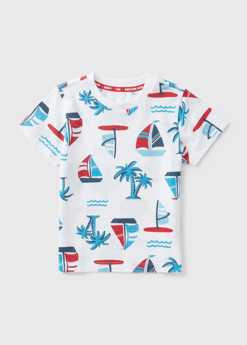 Boys White Boat Print T-Shirt (1-7yrs) - 1 to 1 half years Image 1