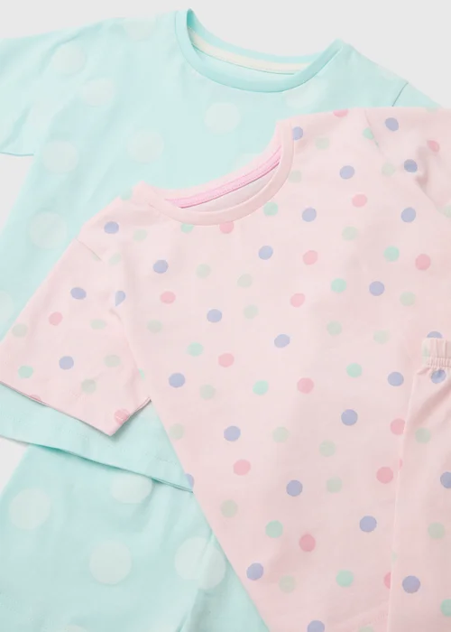 Girls 2 Pack Pink Polka Dot Pyjama Sets (9mths-5yrs) - Age 18 - 23 Months Image 2