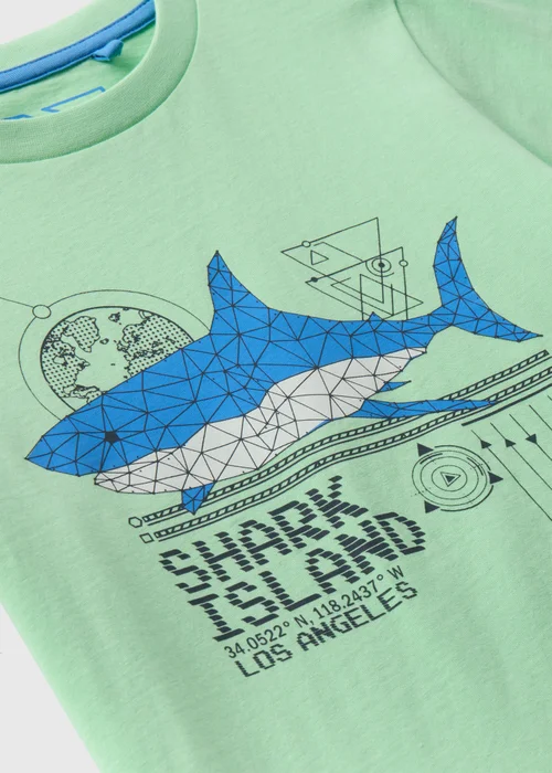 Boys Lime Shark Print T-Shirt (7-13yrs) - 7 Yrs Image 2