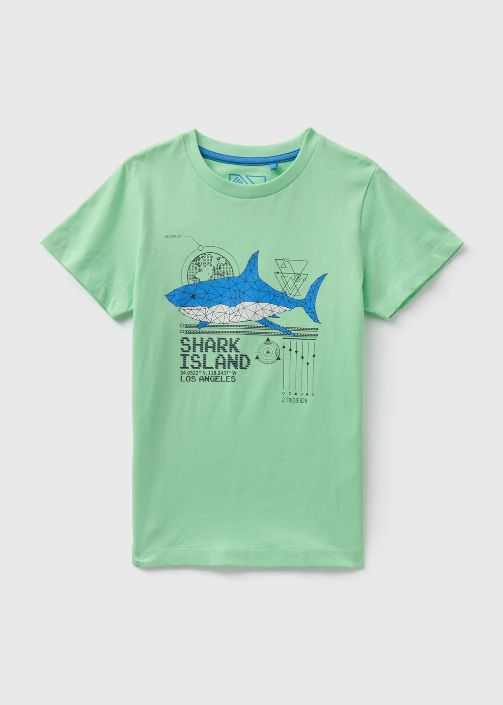 Boys Lime Shark Print T-Shirt (7-13yrs) - 7 Yrs Image 1