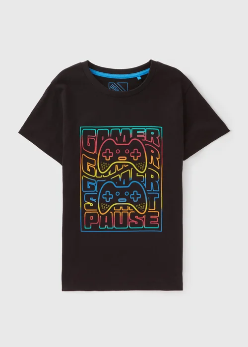 Boys Black Gamer T-Shirt (7-13yrs) - 7 Yrs Image 1