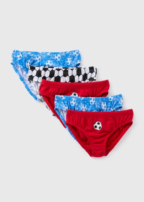 Boys 5 Pack Multicolour Football Design Boxers (2-9yrs) - 2-3 Yrs Image 1