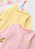 Baby 3 Pack Pink Floral Sleepsuit (Tiny Baby-18mths) - Tiny Baby Image 2