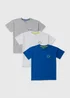 Boys 3 Pack Multicolour T-Shirts (7-13yrs) - Age 7 Years Image 1