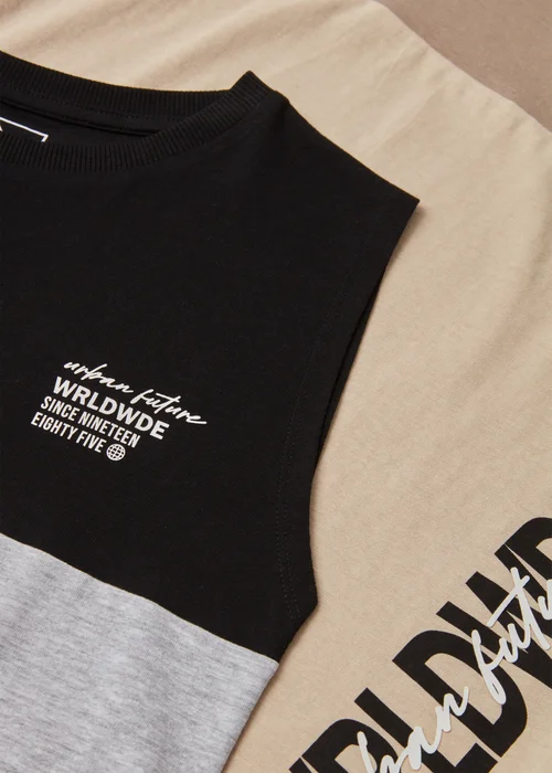 Boys 2 Pack Stone Cut & Sew Vests (7-13yrs) - Age 7 Years Image 2