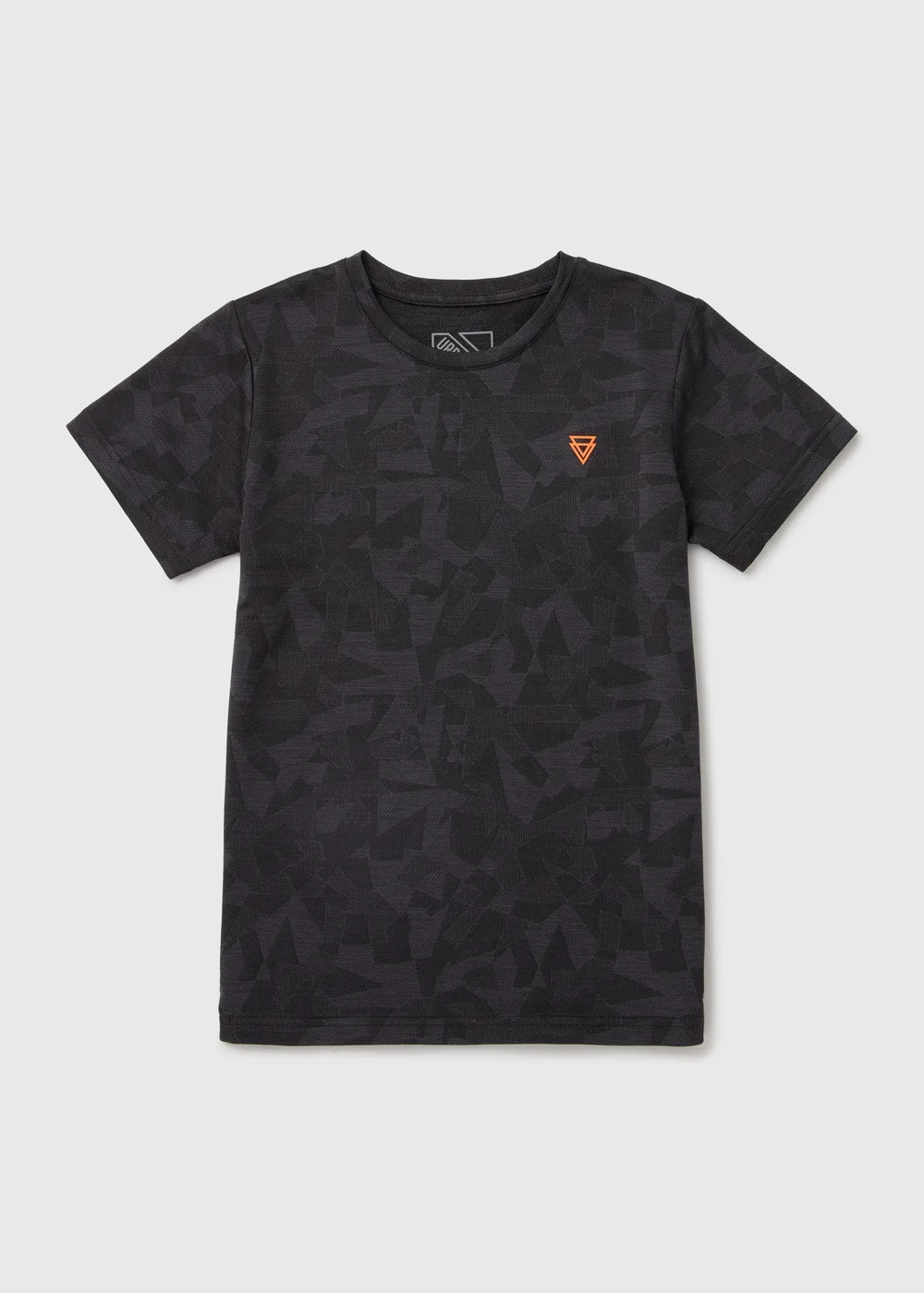 Boys Charcoal Geo Jacquard Print Sports T-Shirt (7-13yrs) - 7 Yrs Image 1