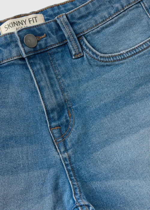 Boys Mid Blue Skinny Fit Denim Shorts (7-13yrs) - 8 Yrs Image 2