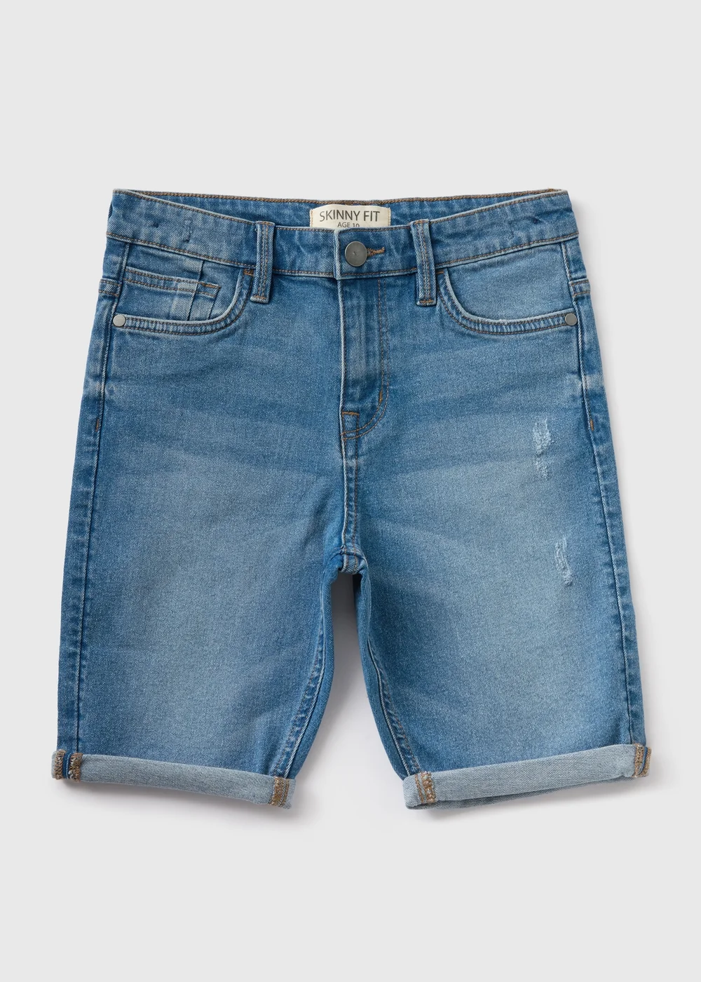 Boys Mid Blue Skinny Fit Denim Shorts (7-13yrs) - 8 Yrs Image 1