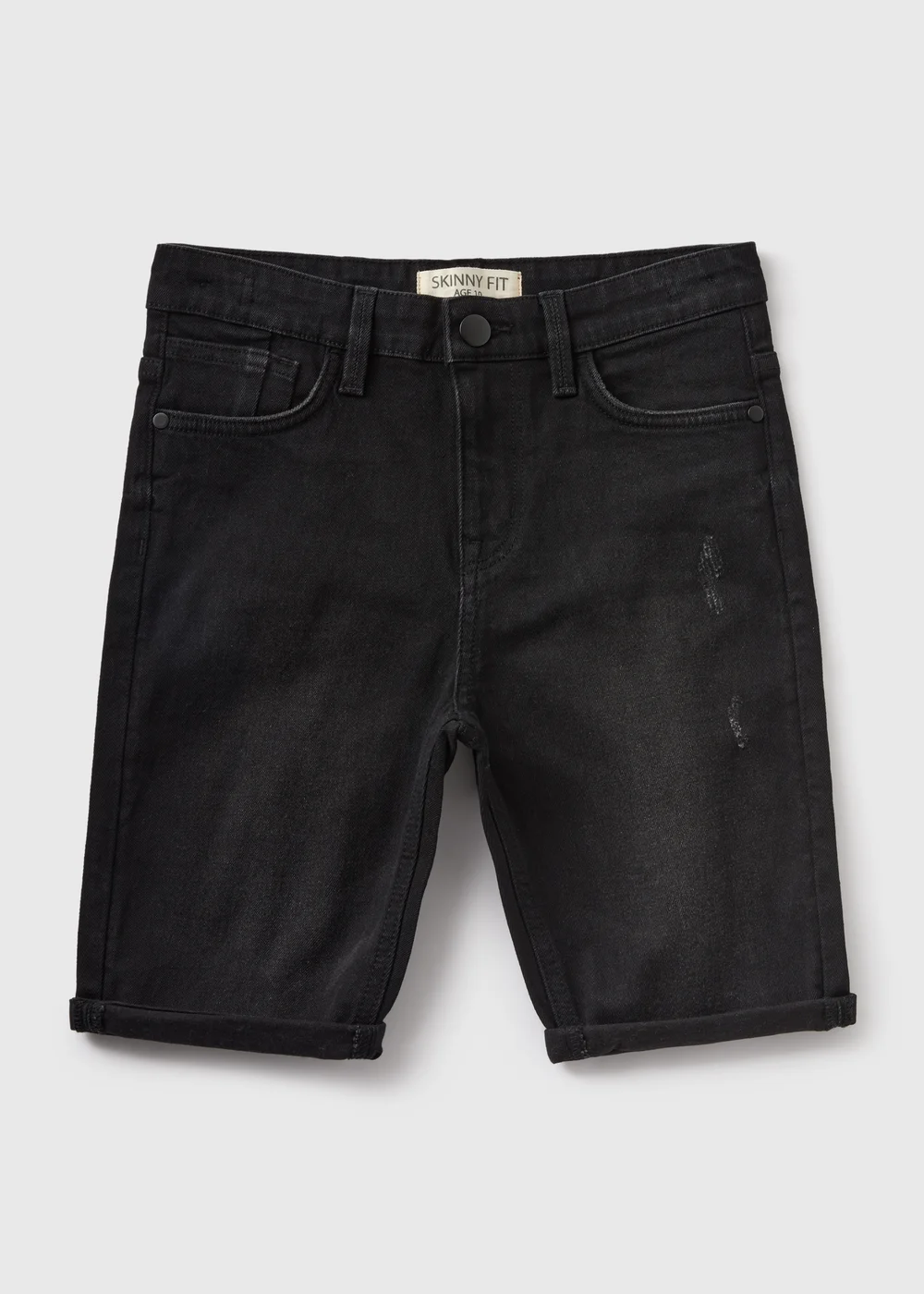 Boys Black Skinny Fit Denim Shorts (7-13yrs) - 8 Yrs Image 1