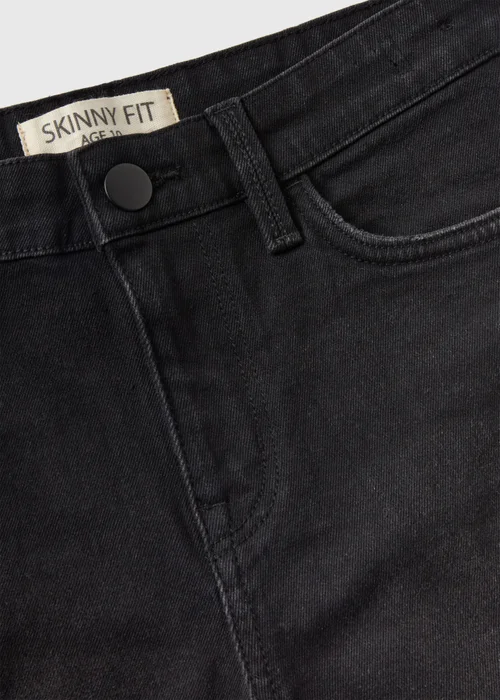 Boys Black Skinny Fit Denim Shorts (7-13yrs) - 8 Yrs Image 2