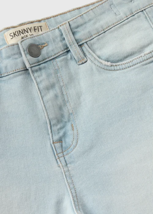 Boys Light Wash Skinny Fit Denim Shorts (7-13yrs) - Age 7 Years Image 2