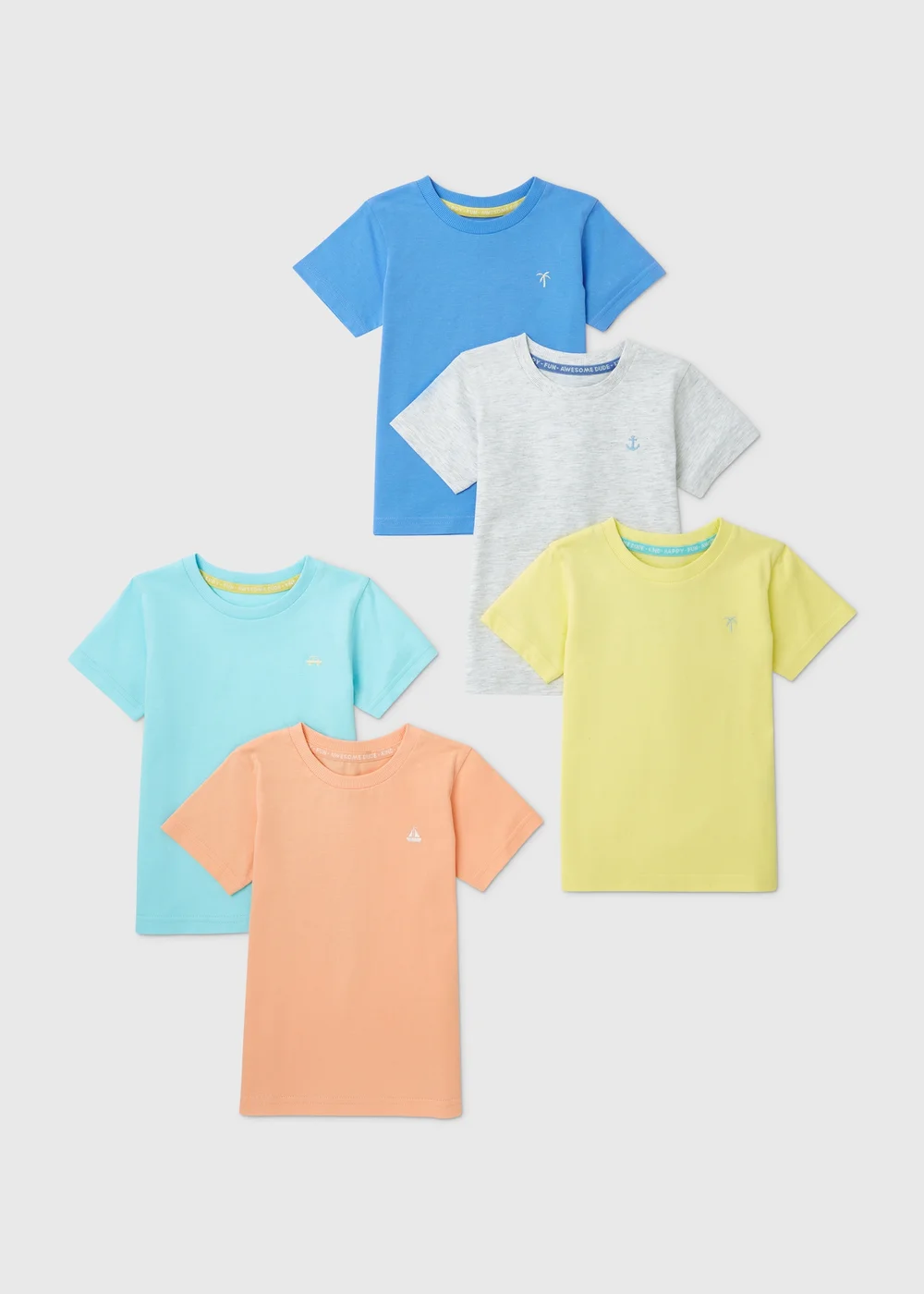 Boys 5 Pack Multicolour Summer T-Shirts (1-7yrs) - 1-1.5 Yrs Image 1