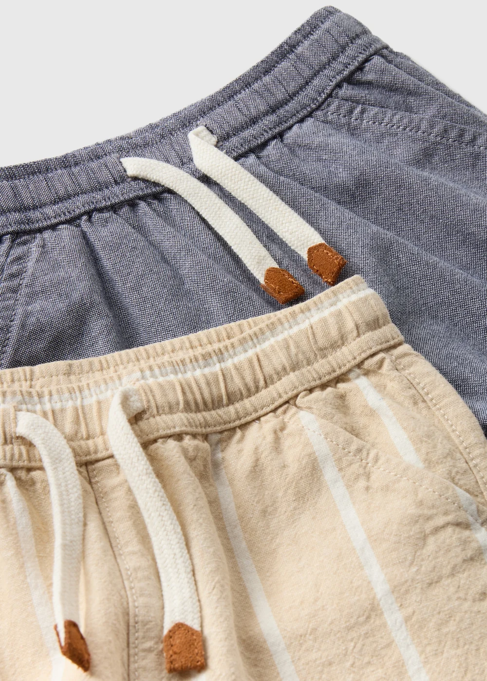 Boys 2 Pack Beige & Grey Stripe Woven Shorts (1-7yrs) - 1 half year to 2 Image 2