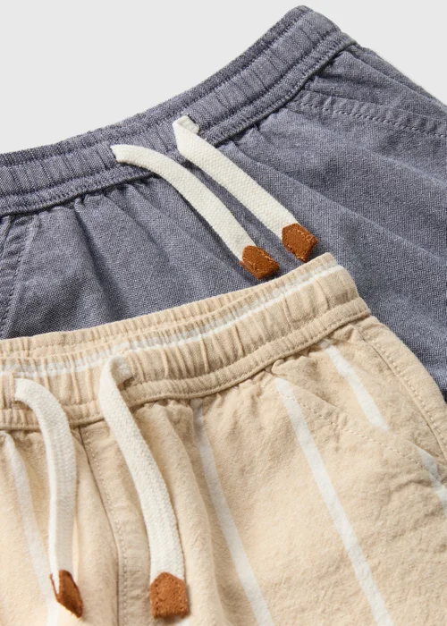 Boys 2 Pack Beige & Grey Stripe Woven Shorts (1-7yrs) - 1 half year to 2 Image 2