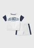 Boys Grey Marl Los Angeles Varsity T-Shirt & Shorts Set (1-7yrs) - 1 to 1 half years Image 1