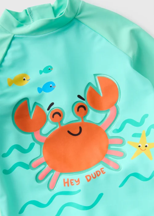 Boys Mint Crab Top & Shorts Swim Set (1-7yrs) - 1 half year to 2 Image 2