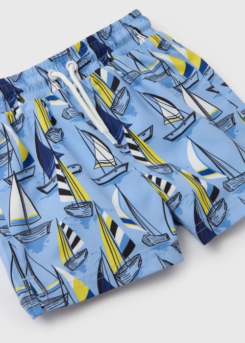 Boys Blue Boat Print Swim Shorts (1-6yrs) - 1 half year to 2 Image 2