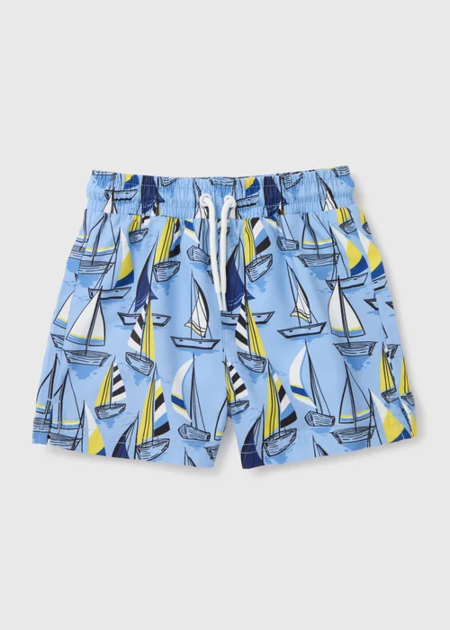 Boys Blue Boat Print Swim Shorts (1-6yrs) - 1 half year to 2 Image 1