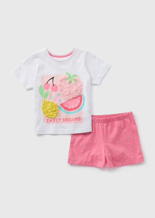 Girls Pink Fruit Pyjama Set (9mths-5yrs) - Age 9 - 12 Months Image 1