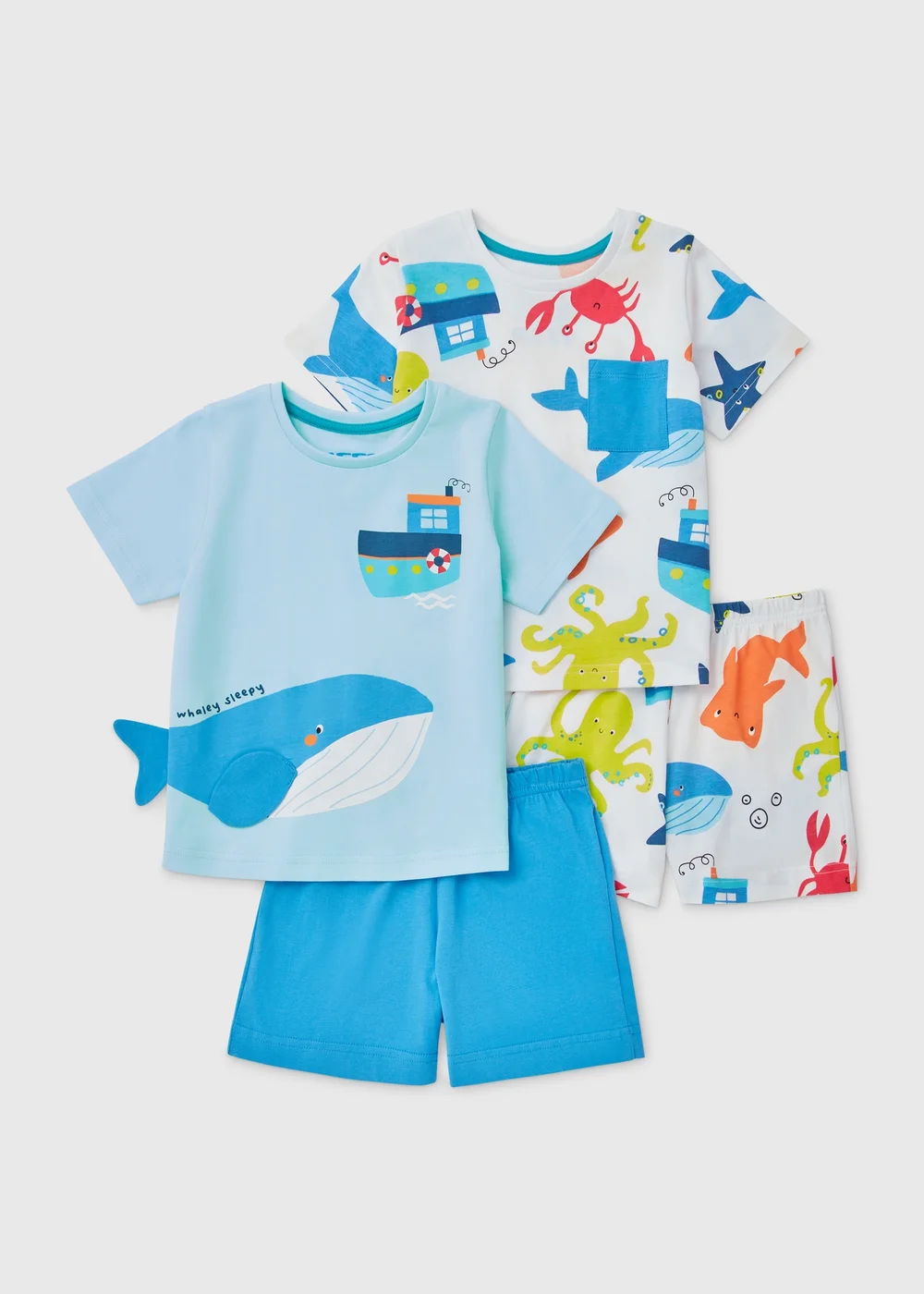 Boys 2 Pack Blue Whale Shorties (9mths-5yrs) - Age 9 - 12 Months Image 1