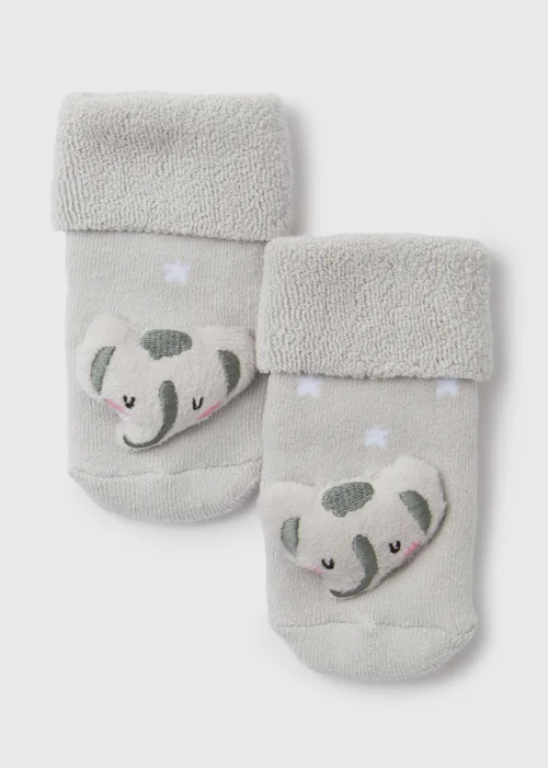 Baby Grey Rattle Socks (Newborn-12mths) - 0-3 months Image 1