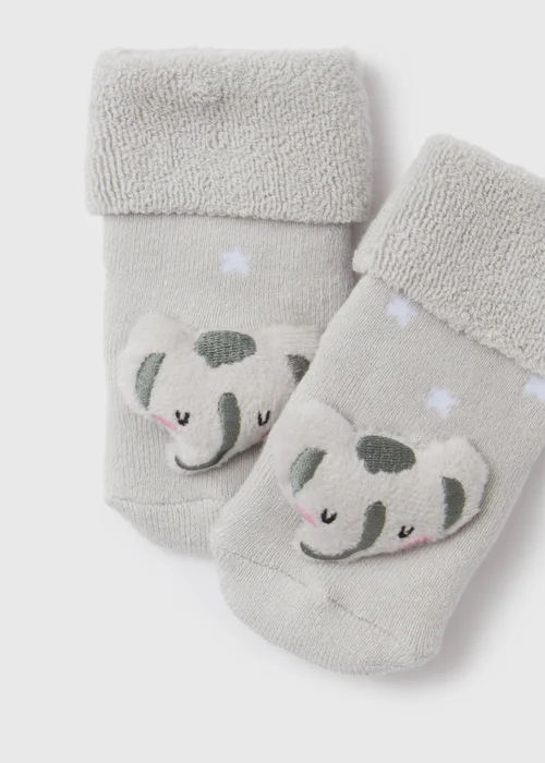 Baby Grey Rattle Socks (Newborn-12mths) - 0-3 months Image 2
